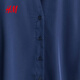 H&M women's shirt 2026 spring new style V-neck style inner fashion glossy satin shirt 0939703 dark blue XL 175/116