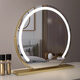 German high-definition LED vanity mirror with light vanity mirror desktop smart home simple master bedroom Internet celebrity white 40 diameter (plug-in) rotating model_ upgraded voice control + touch dual-use switch