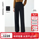 Langzi 2024 winter new style wool high-end straight wide-leg trousers, slim and elegant black suit pants, black M