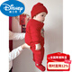 Disney purchased products winter baby jumpsuit, newborn holiday New Year greeting suit, bright red full moon, 100 days old, bright red New Year greeting suit cotton one-piece 59cm