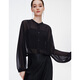 GIOVANNI VALENTINO long-sleeved casual round neck shirt for women elegant and fashionable transparent loose black jacket black S