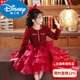 Disney girls princess dress children's style dress new autumn and winter clothing plus velvet tutu skirt New Year's wear 7821 red plus velvet shelf life 140 (recommended to wear 50-59 Jin Jin equals 0.5 kg)
