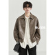 Earl Dower haut de gamme sur mesure, veste en cuir en cuir en cuir, veste pour le lit de Lycye Retro 2024 Automne Nouveau E431656 Pitch Black (brillant) xl