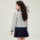 Princess Yuanyuan Retro Striped Shirt Girls' Lace Spliced Shirt Spring and Autumn Children's French Puff Sleeve Bottoming Top