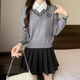 Playboy (PLAYBOY) college style POLO collar fake two-piece shirt vest sweater for women spring unique and chic small top short sweater official flagship black S recommended 80-95Jin Jin is equal to 0.5 kg