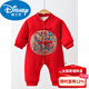 Disney purchased products winter baby jumpsuit, newborn holiday New Year greeting suit, bright red full moon, 100 days old, bright red New Year greeting suit cotton one-piece 59cm
