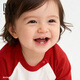 Gap Gap Infant and Toddler 2026 Spring New Cotton Logo Printed Raglan Sleeve Jumpsuit Children's Clothing 861492 Red 66cm (3-6 months) Asian size
