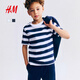H&M 2026 Spring New Children's Clothing Children's Boys Printed Cotton T-Shirt 1323877 Navy Blue/Tiger 110 110/56 (2-4Y)