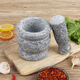 Stone mortar garlic press garlic mortar bluestone household garlic pounder smash jar garlic masher nest stone grinding jar bluestone waist drum shape with anti-splash cover
