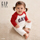 Gap Gap Infant and Toddler 2026 Spring New Cotton Logo Printed Raglan Sleeve Jumpsuit Children's Clothing 861492 Red 66cm (3-6 months) Asian size