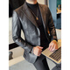 SEPTWOLVES crocodile leather suit jacket men's autumn and winter 2025 new style British casual handsome slim suit top black M (95-115Jin Jin equals 0.5 kg)