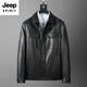 JEEP SPIRIT first layer vegetable tanned goatskin leather jacket Haining genuine leather men's leather jacket 2026 new autumn and winter middle-aged black L 170 103-117Jin Jin equals 0.5 kg