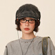 IIING Cap Controlled Washed Denim Beret Women's Distressed Versatile Big Head Circumference Showing Face Small Retro Progressive Hat Men's Washed Charcoal Black M One Size (53-59c) Head Circumference Not Adjustable