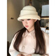 Shijanu retro French bow hat wig women's autumn and winter Hepburn style fisherman hat black brown water ripple milk white bow hat