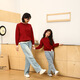 Family portrait, parent-child outfit, red New Year sweater for the Year of the Horse, New Year greeting clothes for a family of three, mother and daughter, high-end style, burgundy sweater/single piece 100, children's size 100 (recommended height 95-105cm)