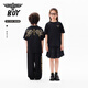 BOY JUNIOR boys and girls short-sleeved T-shirt summer new golden wings T-shirt black 120