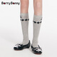 BARRY BANNY Girls' Socks Embroidered Mid-Tube Socks 2026 Spring Medium and Large Children's Light Gray Combed Knitted Socks Diamond Gray One Size