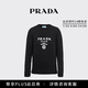 PRADA/Prada Gift Women's Logo Decorated Cashmere and Wool Blend Crew Neck Sweater Black 36