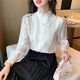 Playboy (PLAYBOY) French-style fungus-edged long-sleeved chiffon shirt for women 2026 autumn new chic age-reducing temperament top official flagship white S