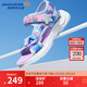 Skechers Summer Girls Velcro Sandals Fashion Flashing Casual Lightweight Versatile Comfortable Shoes Beach Shoes 303103L Light Blue/Multicolor/LBMT 27.5