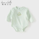 DAVE&BELLA Newborn Romper 2026 Spring New Antibacterial and Anti-mite Jumpsuit for Baby Girl One-piece Bodysuit for Boy Baby Triangle Harness Green Ready in Stock 59cm (Recommended Height 52-59cm)