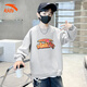 ANTA children's fleece sweatshirt 2026 Spring New Year's model for the Year of the Horse, middle and large children's cotton thickened and warm zodiac year New Year's greeting clothes, gray floral gray, casual and versatile 140 cm