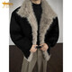 Mountain-carved fur collar plus velvet cotton-padded jacket for men in winter with a handsome design, a warm cotton feel, a loose and thickened jacket, gray M (recommended 95-110 Jin Jin is equal to 0.5 kg)