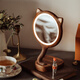 Anniversary gift, high-end original design solid wood makeup mirror, LED makeup table decoration for girlfriend, cute and creative Miss Meow makeup mirror, beech wood glossy model