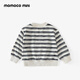 Mamie Maka (MOMOCO) children's clothing boys' T-shirt 2026 spring baby knitted striped T-shirt black and white 100