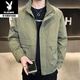 Playboy (PLAYBOY) men's jacket new style 2026 trendy brand handsome workwear stand collar jacket men's spring and autumn casual short top red 1961 M recommended 90-110Jin Jin equals 0.5 kg
