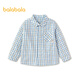 Balabala shopping mall same style Balabala children's long-sleeved shirts for boys and girls 2026 new spring and autumn plaid tops blue and white 00481 110