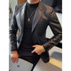SEPTWOLVES crocodile leather suit jacket men's autumn and winter 2025 new style British casual handsome slim suit top black M (95-115Jin Jin equals 0.5 kg)