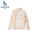 HAZZYS children's clothing girls' shirt 2026 Spring College Lapel Temperament Long Sleeve Top Gray Khaki 165