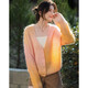 Demana sheep wool/mohair spring irregular gradient cardigan V-neck small slim knitted sweater for women