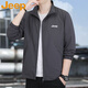 JEEP Jeep Jacket Men's Spring and Autumn Stand Collar Casual Outdoor Sports Tops for Young and Middle-aged Youth Dark Gray XL
