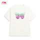 Li Ning Children's Clothing丨Short-sleeved cultural shirt for older girls 2026 new skin-friendly, comfortable, fashionable and casual sports T-shirt, milky white-2 120