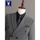 Playboy (PLAYBOY) 2026 double-breasted suit suit men's business formal wear high-end suit groom wedding dress slim jacket medium gray single suit XL recommended 120-135 Jin Jin equals 0.5 kg