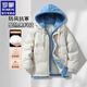 ROMON's new winter down jacket men's casual thickened warm cotton coat hooded versatile simple fake two-piece cotton jacket blue XL recommended weight 118-132Jin Jin equals 0.5 kg