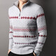 Year of the Horse zodiac year red 480g thickened pure wool sweater men's zipper turtleneck New Year sweater light gray L 175/110