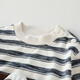 Mamie Maka (MOMOCO) children's clothing boys' T-shirt 2026 spring baby knitted striped T-shirt black and white 100