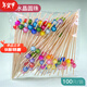 Disposable fruit skewers, bamboo skewers, flower skewers, fruit forks, creative art toothpicks, cocktail skewers, burger skewers, fruit inserts, commercial crystal ball skewers 12cm (100 pieces)