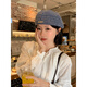 Xiaohongshu Korean-style retro hollow knitted beret for women with big head and face, small literary and versatile art reverse blue M (5658cm)