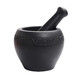 Miaopule natural black gold stone bowl pepper grinder, old-fashioned stone cup, traditional stone mortar, garlic pounding tool with stone scoop, easy black gold stone outer diameter 13, plain water drop shape design