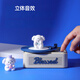 Canqu Little Lucky Bluetooth Speaker Wireless Vinyl Record Player Small Speaker Bluetooth 5.3 Home Desktop Card-Insertable Atmosphere Light Speaker Student Day Gift for Boys and Girls Blue Music Random Panda + Birthday Packaging Gift Bag