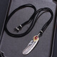 Fanqiu Jewelry 925 Silver Takahashi Goro Set Chain Turquoise Taijiang Feather Men's Silver Necklace Women's Men's Sweater Chain Red Zirconium Feather Plus the Price of the Versatile Rope in the Picture