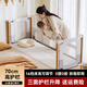 BARTOMOON beech spliced bed crib solid wood children's bed widened children's bedside bed heightened guardrails can be lifted and removed and washed Single bed (three-sided guardrails) + 6cm removable and washable coconut palm mattress 200*60CM three-sided guardrails can be lifted and removed and washed All beech