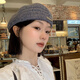 Xiaohongshu Korean-style retro hollow knitted beret for women with big head and face, small literary and versatile art reverse blue M (5658cm)