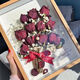 Chinese Valentine's Day gift hollow three-dimensional photo frame dried flowers preservation handmade creative diy picture frame eternal rose specimen table solid wood color + ribbon + glue + bottom paper + lanterns 10 inches suitable for 5-10 flowers