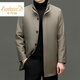 CARDANRO luxury brand high-end jacket men's 2026 autumn and winter new style young and middle-aged removable lining sheep wool windbreaker dark khaki color 3XL 190 175-185Jin Jin equals 0.5 kg