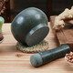 Miaopule natural medicine jar stone mortar household garlic pounder kitchen garlic masher press garlic green peel garlic masher food grinder small diameter 14CM comes with anti-splash lid